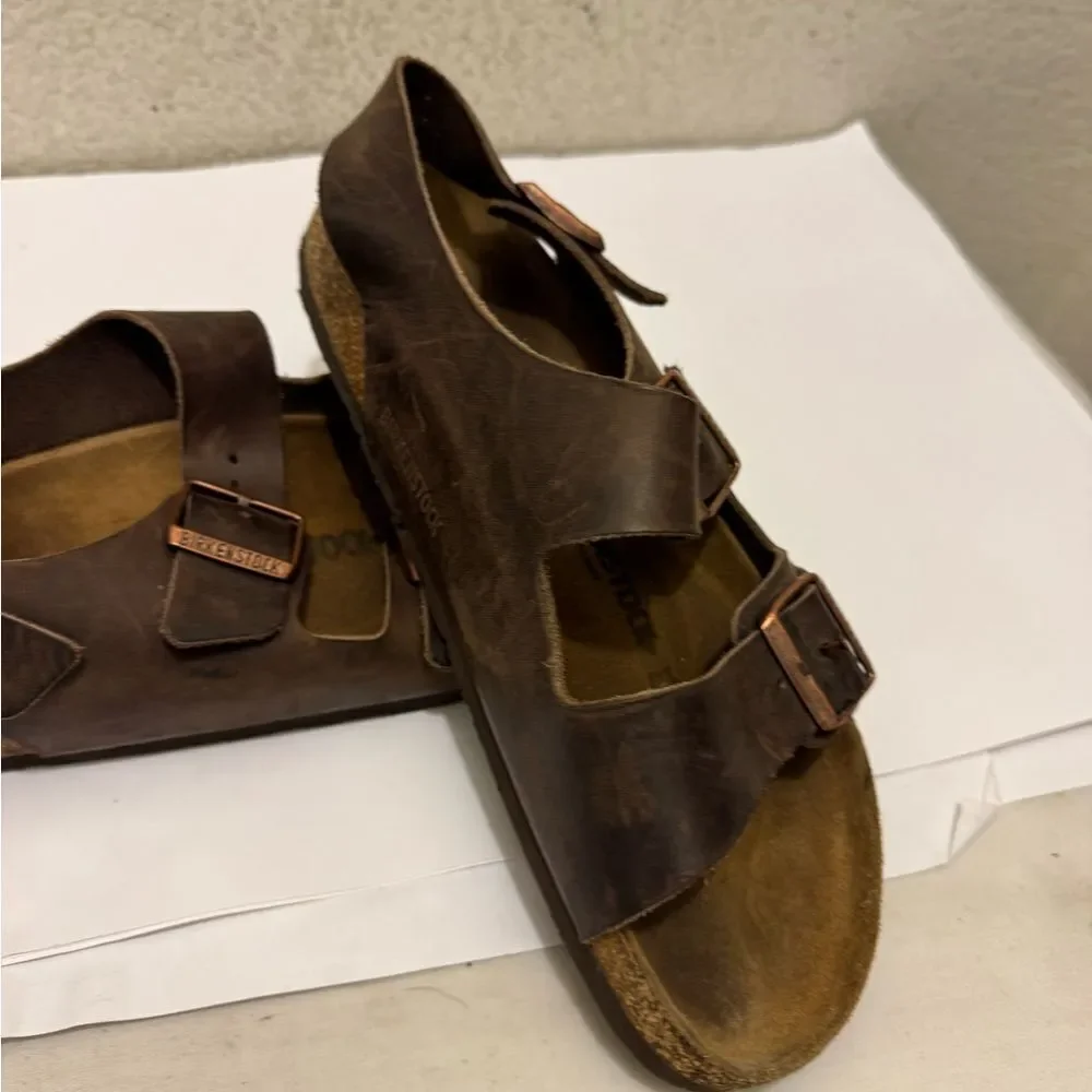 Birkenstock Dark Brown MILANO unisex SANDAL,HABANA,42  (US MENS 9 US WOMENS 11)